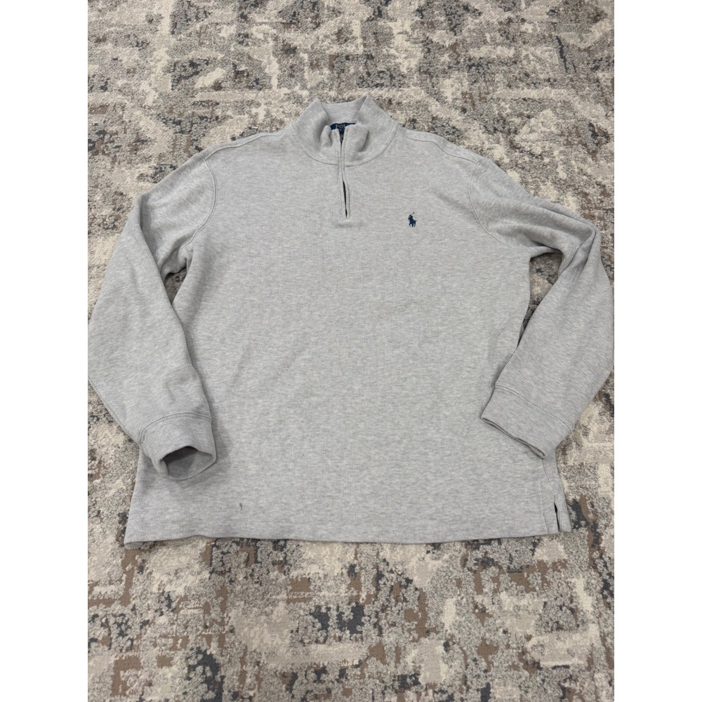 Polo Ralph Lauren Mens Gray 100% Cotton Quarter Zip Pullover Sweater Large